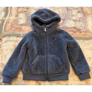 Nike Toddler Boys Hooded Jacket Gray Sherpa Fleece Full Zip Outerwear Size 3T